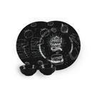 Kit 4 Peças Acervo Burguer Black com Pratos e Mini Molheira