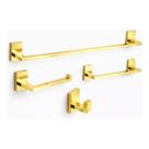 Kit 4 Peças Acessórios Banheiro Quadrado Clean Dourado
