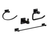 Kit 4 Peças Acessórios Banheiro Quadrado Preto Fosco Black