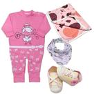 Kit 4 Peças Bebês Macacão Taylor e Bandana Sapatinhos Cueiro Kit 4 Peças Bebês Macacão Taylor e Bandana Sapatinhos Cueiro