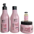 Kit 4 Peças Cabelos Danificado Poroso Ressecado Ponta Dupla Hidratação Reconstrução WF Renew 862ml