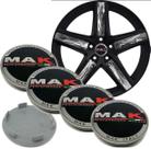 Kit 4 Peças Calota Miolo Tampa Centro Roda Calotinha Mak Italy Tsw Preto