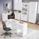 Kit 4 Peças com Mesa para Escritório em L 1, Escrivaninha, Armário Multiuso Aberto e Armário Fechado