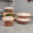 Kit 4 Peças Cristal Pop Areia Tupperware - Transparente e Bege