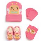 Kit 4 Peças Fofurinha Recém Nascidos Com Touca Luva e Meia Meia 3D Bebê Menino e Menina