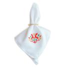 Kit 4 Peças Guardanapo de Tecido Branco Bordado Natal com Bainha para Mesa Posta Papai Noel, Sinos, Renas Kit 4 Peças Guardanapo de Tecido Branco Bordado Natal com Bainha para Mesa Posta Papai Noel, Sinos, Renas