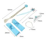 Kit 4 Peças Infantil Princesas Trança, Luvas, Coroa E Vara - Anna e Elsa