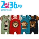 Kit 4 Peças Jardineira de Bebê Menino 2 Jardineiras + 2 Camisetas Safari Verão 0 a 6 Meses