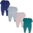 Kit 4 Peças Macacão Liso Macio Bebe 100% Algodão Menina