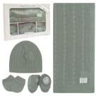kit 4 Peças Manta Par de Luva Sapatinho Touca Bebê Quentinho e Confortável Tricô Luxo Maternidade Baby Fofinho