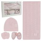 kit 4 Peças Manta Par de Luva Sapatinho Touca Bebê Quentinho e Confortável Tricô Luxo Maternidade - Fofinho