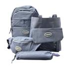 Kit 4 Peças Mochila Bolsa Pochete Estojo Unissex Escolar Multiuso Jovem Kit 4 Peças Mochila Bolsa Pochete Estojo Unissex Escolar Multiuso Jovem