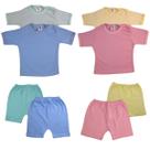 Kit 4 Peças Pijamas Bebê Manga Curta Verão Menino Menina Cores Sortidas