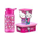 Kit 4 Peças Pote Lancheira Organizador Multiuso Escolar Creche Hello Kitty Infantil Viagem -