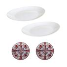 Kit 4 Peças Prato Oval Branco Russo E Bowl 290ml Melamina Kit 4 Peças Prato Oval Branco Russo E Bowl 290ml Melamina