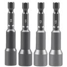Kit 4 peças Soquete Magnético Parafusadeira Aço Cromo 10mm 11mm 12mm 13mm