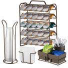 Kit 4 Peças Suporte 50 Cápsulas Nespresso Porta Copos Guardanapos Sachês Cor Café - Future