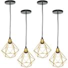 Kit 4 Pendente Aramado Diamante Luminária Lustre Luxo Pequeno Teto Retrô Agp Ilumini Industrial Kit 4 Pendente Aramado Diamante Luminária Lustre Luxo Pequeno Teto Retrô Agp Ilumini Industrial