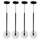 Kit 4 Pendente Luminária Lux Preto Globo Cristal Vidro Led Kit 4 Pendente Luminária Lux Preto Globo Cristal Vidro Led