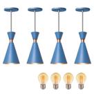 Kit 4 Pendente Luminária Mini Pequim Azul 24cm + Led G45