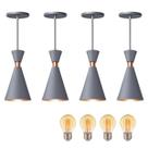 Kit 4 Pendente Luminária Mini Pequim Cinza 24cm + Led G45