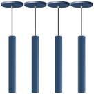 Kit 4 Pendente Luminária Tubo Azul 30 Cm