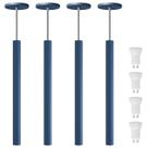 Kit 4 Pendente Luminária Tubo Azul 50 Cm + Lâmpada LED Branco Quente