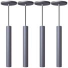Kit 4 Pendente Luminária Tubo Cinza 30 Cm