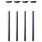 Kit 4 Pendente Luminária Tubo Cinza 50 Cm
