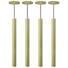 Kit 4 Pendente Luminária Tubo Dourado 50 Cm