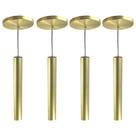 Kit 4 Pendente Luminária Tubo Dourado Cabo Cristal 30 Cm