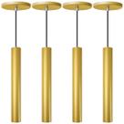 Kit 4 Pendente Luminária Tubo Dourado Fosco 30 Cm