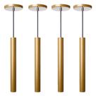 Kit 4 Pendente Luminária Tubo Dourado Fosco 30 Cm + Led 4w Kit 4 Pendente Luminária Tubo Dourado Fosco 30 Cm + Led 4w