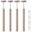 Kit 4 Pendente Luminária Tubo Fendi 50 Cm + Lâmpada LED Branco Frio