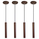Kit 4 Pendente Luminária Tubo Marrom 30 Cm