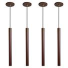 Kit 4 Pendente Luminária Tubo Marrom 50 Cm