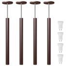 Kit 4 Pendente Luminária Tubo Marrom 50 Cm + Lâmpada LED Branco Frio