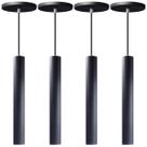 Kit 4 Pendente Luminária Tubo Preto 30 Cm