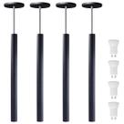 Kit 4 Pendente Luminária Tubo Preto 50 Cm + Lâmpada LED Branco Neutro