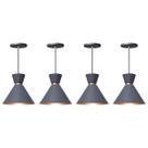 Kit 4 Pendente Lustre Luminária Berlim 23cm Cinza