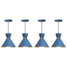 Kit 4 Pendente Lustre Luminária Berlin 23cm Azul
