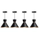 Kit 4 Pendente Lustre Luminária Berlin 23cm Preto