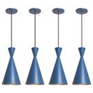 Kit 4 Pendente Lustre Luminária Canadá Azul