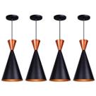 Kit 4 Pendente Lustre Luminária Canada Preto Topo Cobre