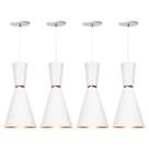 Kit 4 Pendente Lustre Luminária Cone Moscou 39cm Branco Kit 4 Pendente Lustre Luminária Cone Moscou 39cm Branco