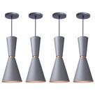 Kit 4 Pendente Lustre Luminária Cone Moscou 39cm Cinza