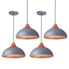 Kit 4 Pendente Lustre Luminária Elegance Cinza