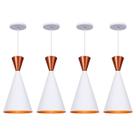 Kit 4 Pendente Lustre Luminária Londres Branco Topo Cobre