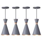 Kit 4 Pendente Lustre Luminária Mini Pequim Cinza 24cm