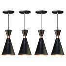 Kit 4 Pendente Lustre Luminária Mini Pequim Preto 24cm